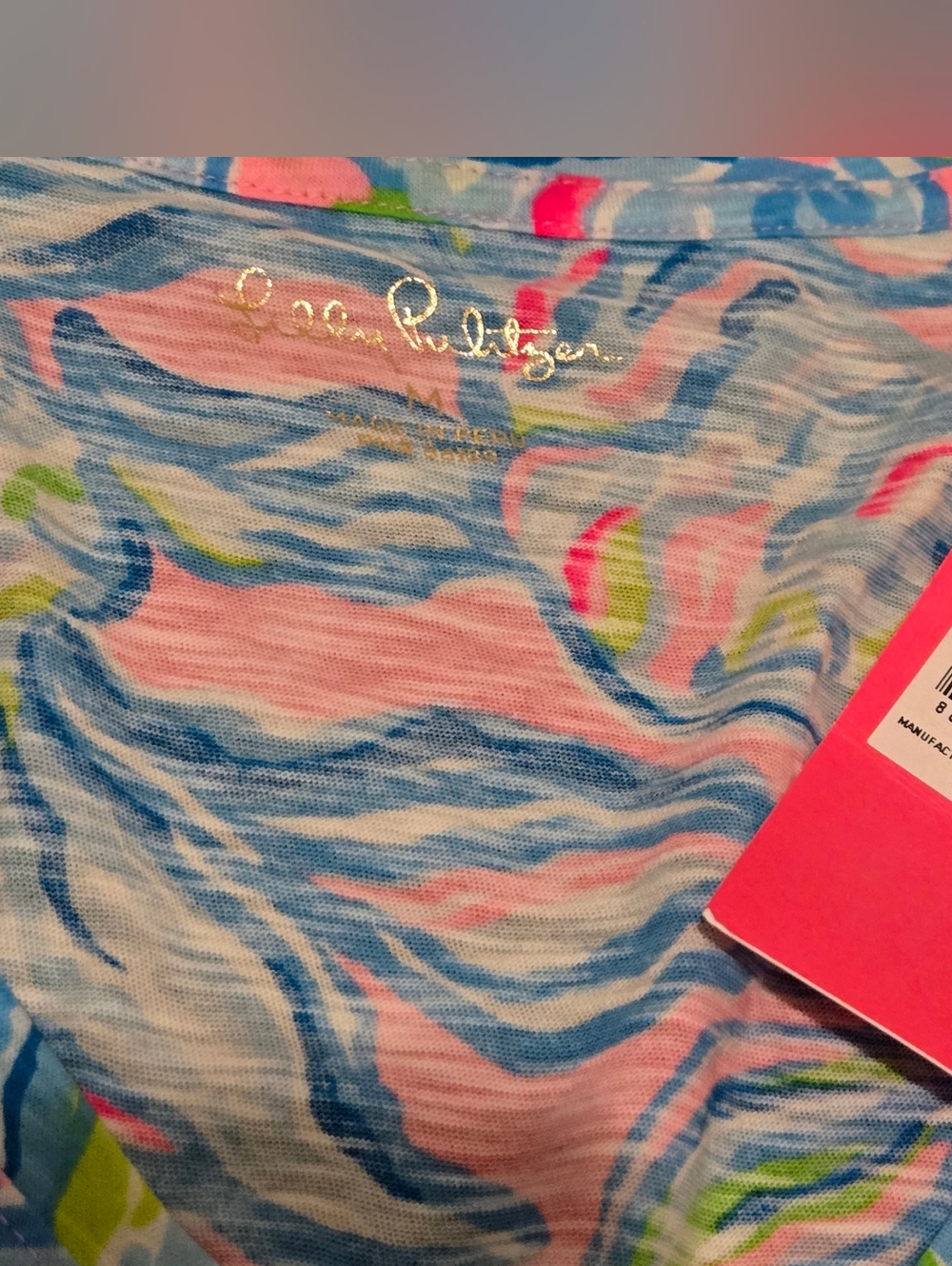 Likly Pulitzer Etta NWT V-neck Pelican Pink Off the Scales Top - Picture 6 of 7